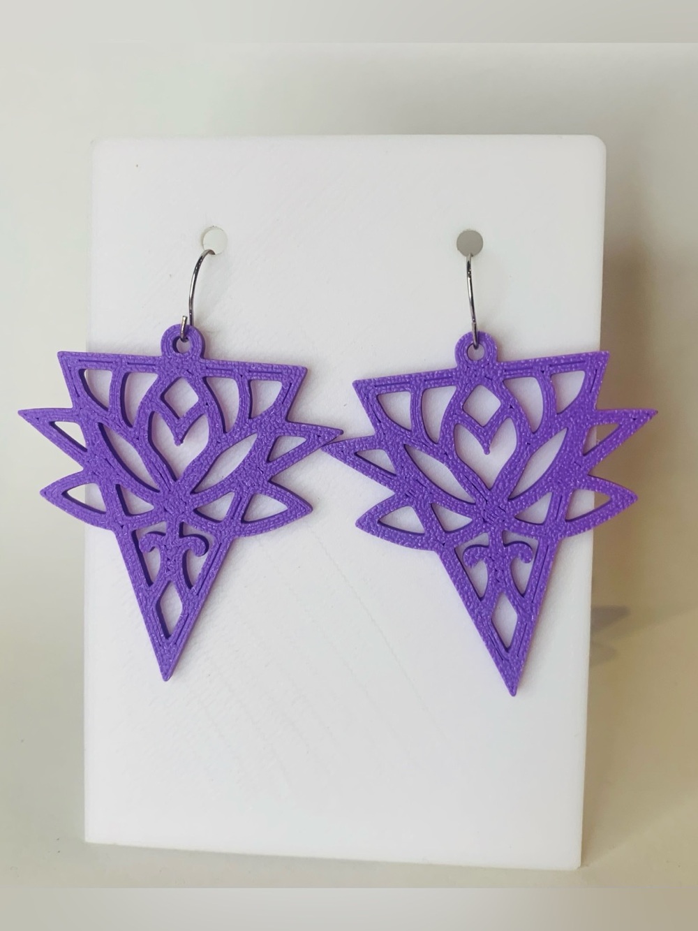 Purple Lotus Cutout Drop Earrings - Lightweight Women’s Jewelry
